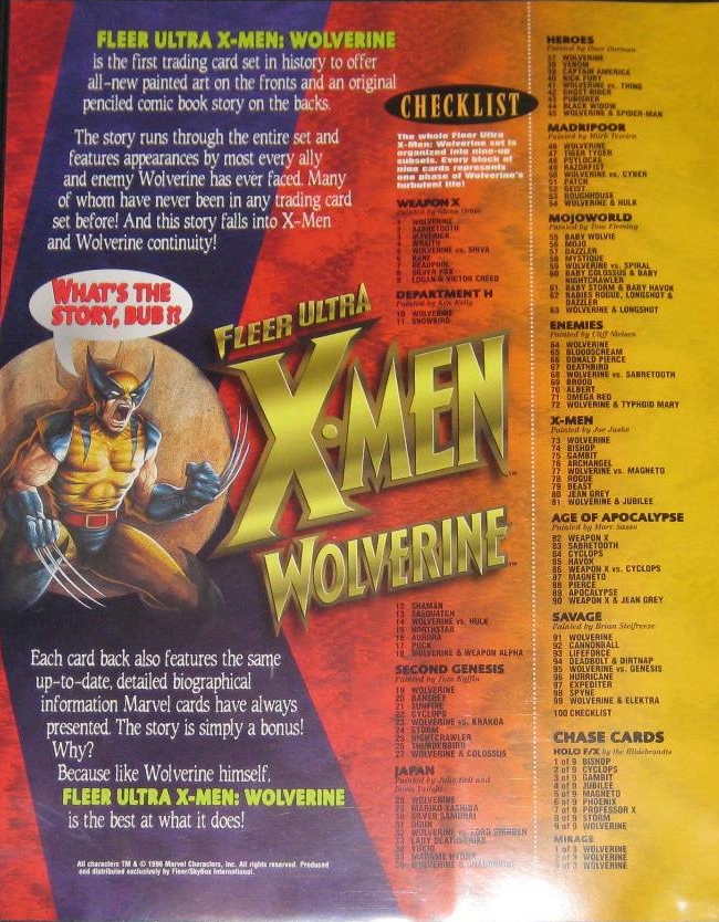 1996 Fleer Ultra X-Men Wolverine Dealer Sell Sheet Promotion NMM Promo  Marvel