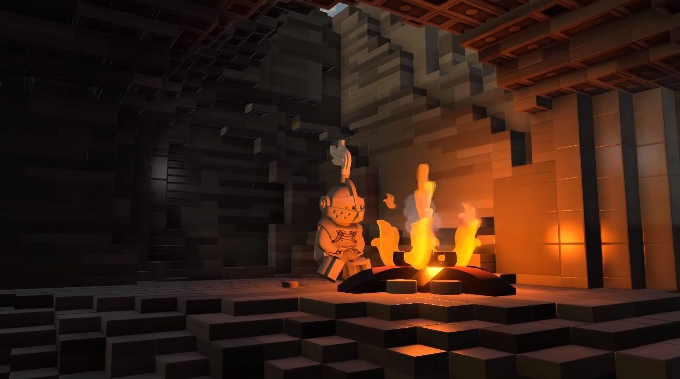 Someone Recreated The Dark Souls Firelink Shrine In Digital Lego Bricks