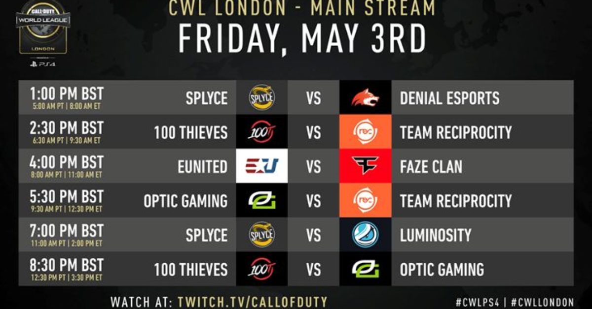 2019 Call of Duty World League Announces CWL London Matches