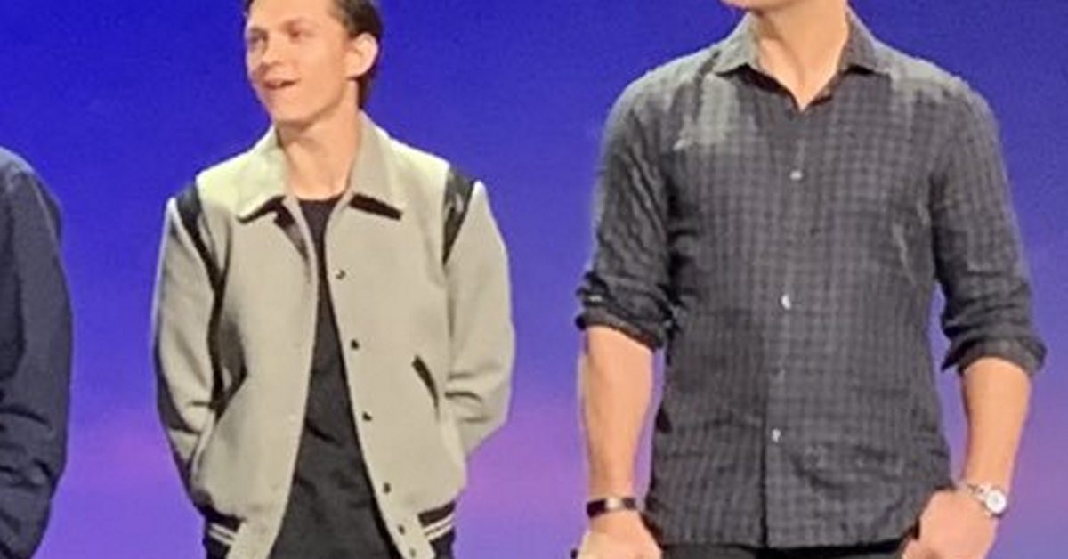It S Been A Crazy Week But I Love You 3000 Tom Holland On The D23 Stage For Pixar S Onward No One Mentions Spider Man