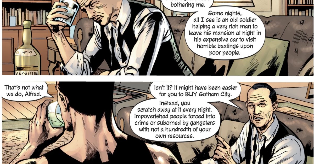 Alfred Pennyworth Critiques Batman As A Rich Man Just Beating Up Poor People