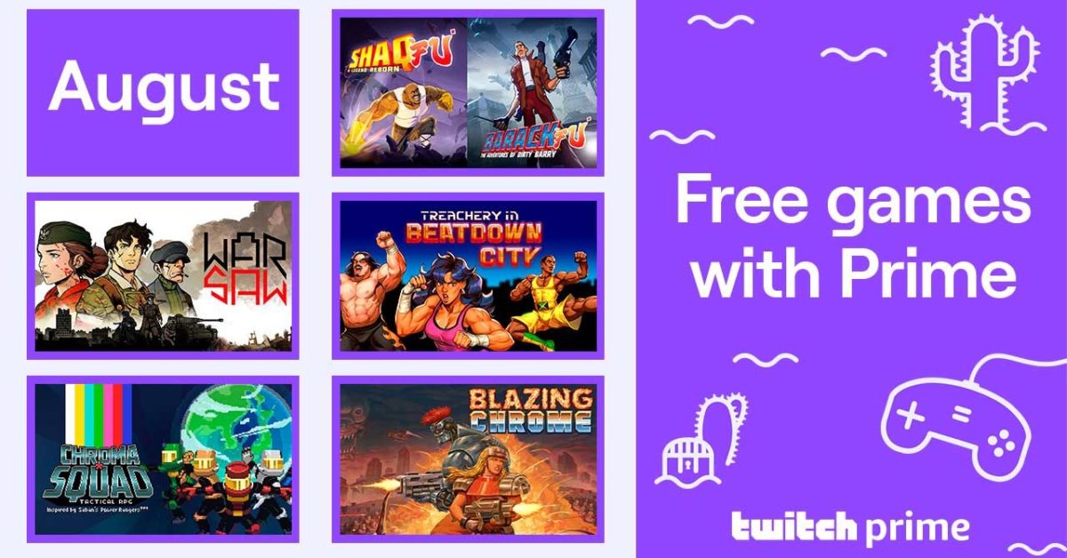 Loot including five free games for Twitch Prime members in July