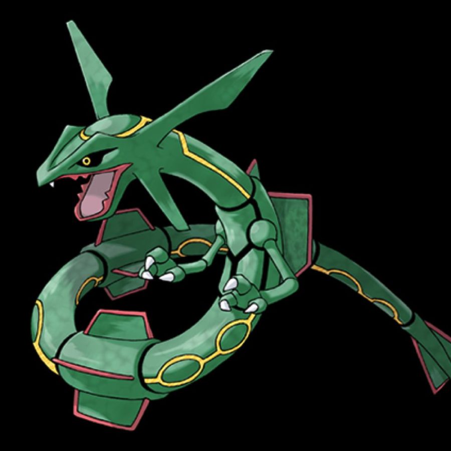 Download Rayquaza Shines in a Brilliant Display of Green Flares