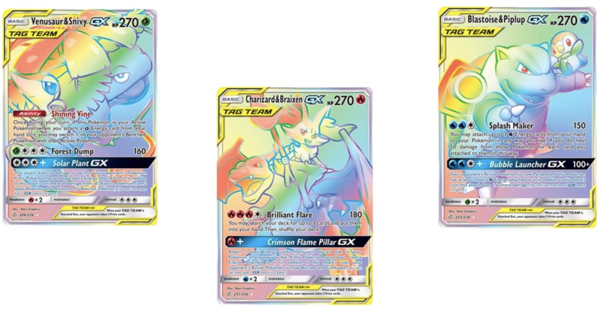 Rainbow Rare Tag Team Cards Of Pokémon TCG: Cosmic Eclipse Part 1