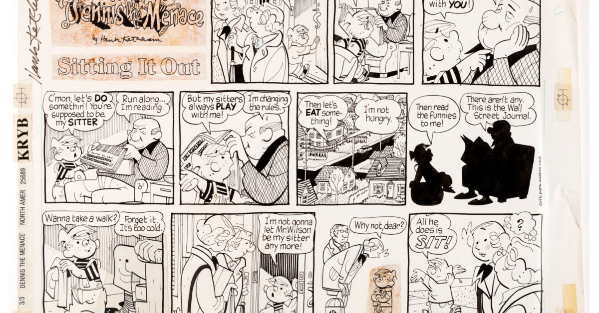 Dennis the Menace Original Strip Looking for a Mr. Wilson to Bother