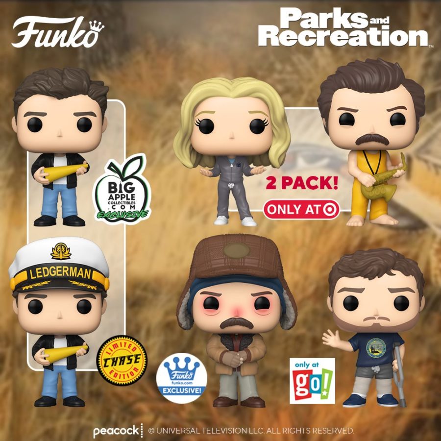 Funko Pop Parks and Rec Lot Ben Wyatt Cones Ron And Leslie Locked In 2 Pack