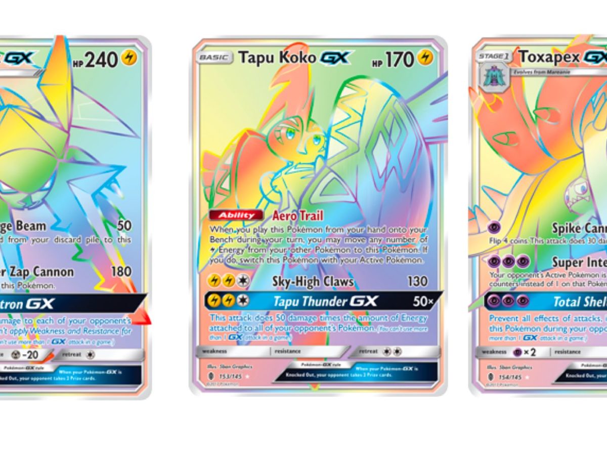 Pokemon TCG Tapu Koko GX Rainbow Rare 153/145 Sun & Moon Guardians