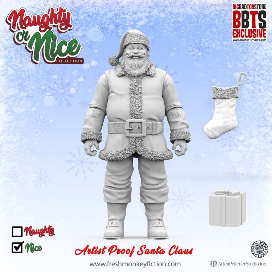 【SCULPTOR】Naughty Girl Santa Beanie Blue Blue Santa with Bird and Wolf | The Music Box Company