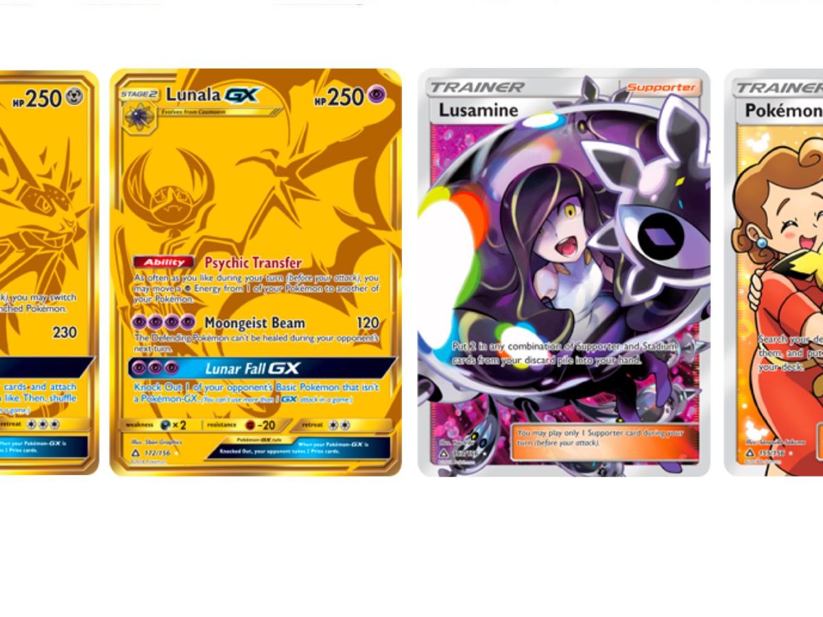 Lunala GX Gold HOLOGRAPHIC Custom Made Pokemon Card 