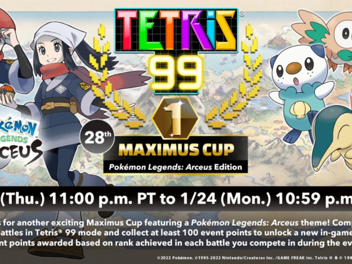 Pokémon Legends: Arceus Becomes Latest Tetris 99 Maximus Cup Focus