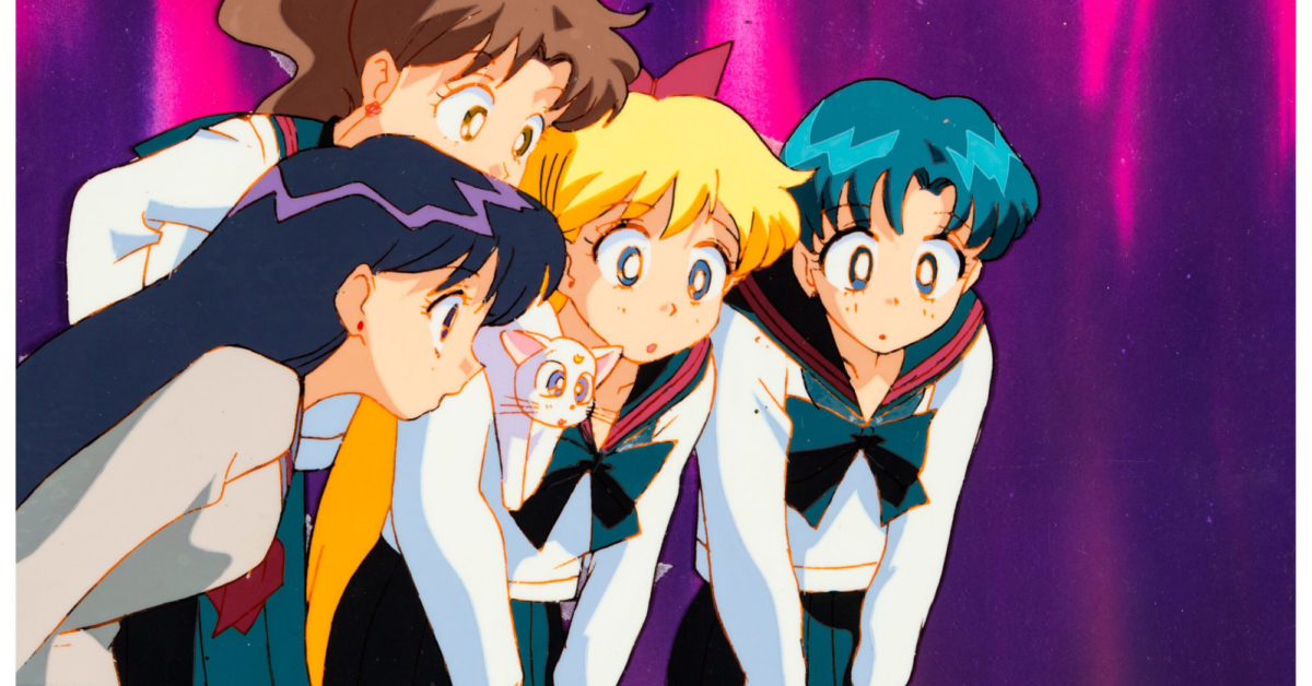 Custom Painted Sailor Moon Sailor Scouts Production Cel Hits Auction