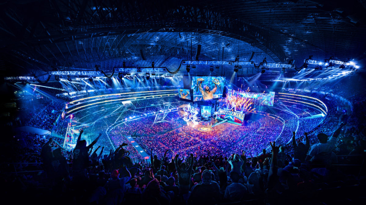This WrestleMania 40 stage looks like a badass music festival : r