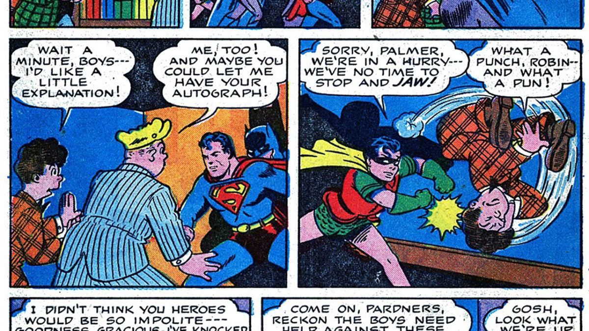 Superman & Batman vs Comic Publisher in All Funny Comics, at Auction