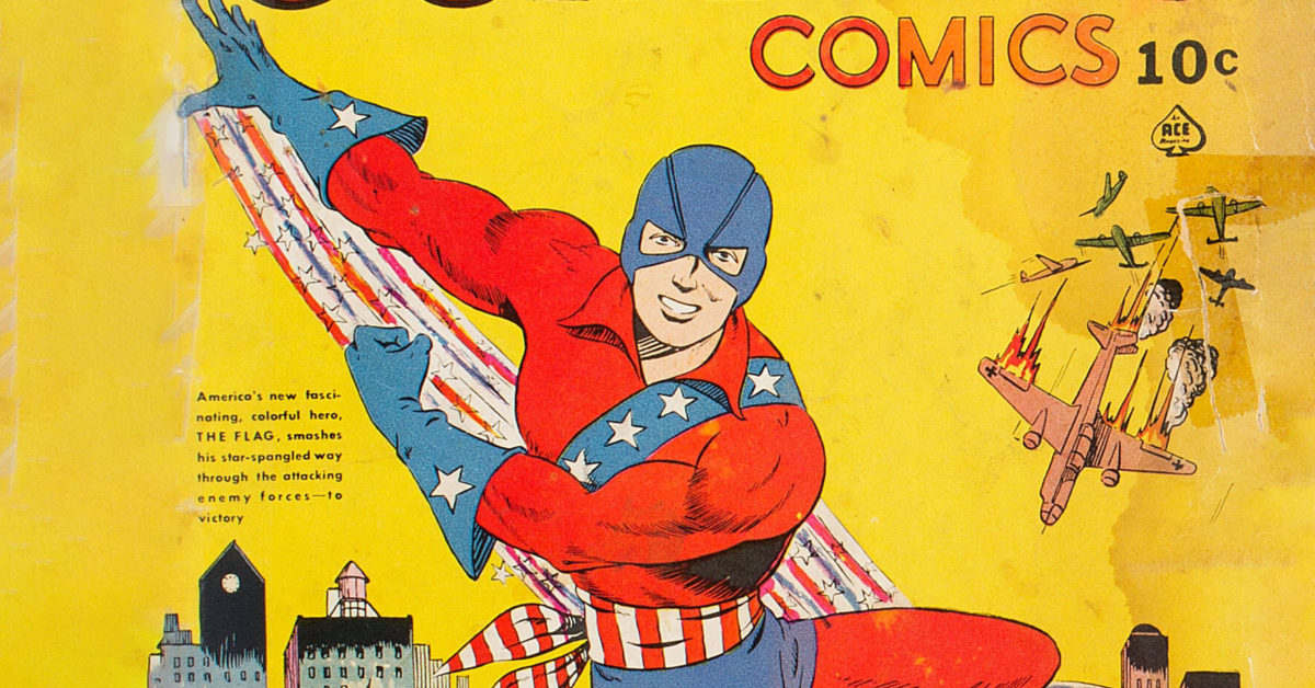 The Flag Takes Star Spangled Flight in Our Flag Comics, Up for Auction
