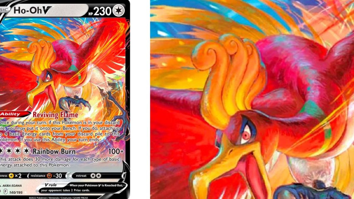 Ho-Oh V 140/195 Full Art Silver Tempest Pokemon Card