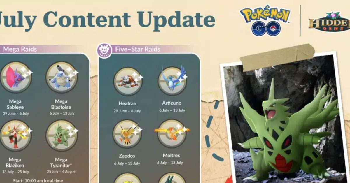 July 2023 Content for Pokémon GO Revealed, Mega Tyranitar Included