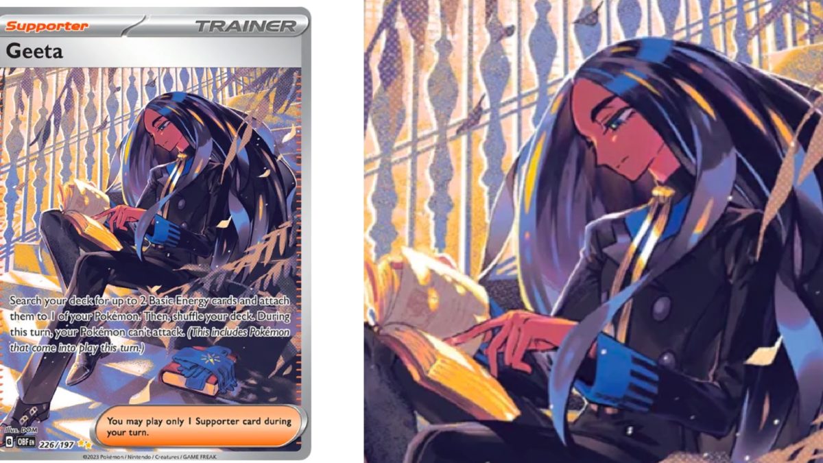 geeta trainer pokemon card value Pokemon Scarlet and Violet Obsidian Flames Geeta #218/197 Full Art Ult –  Rotterdam Comics main image 1