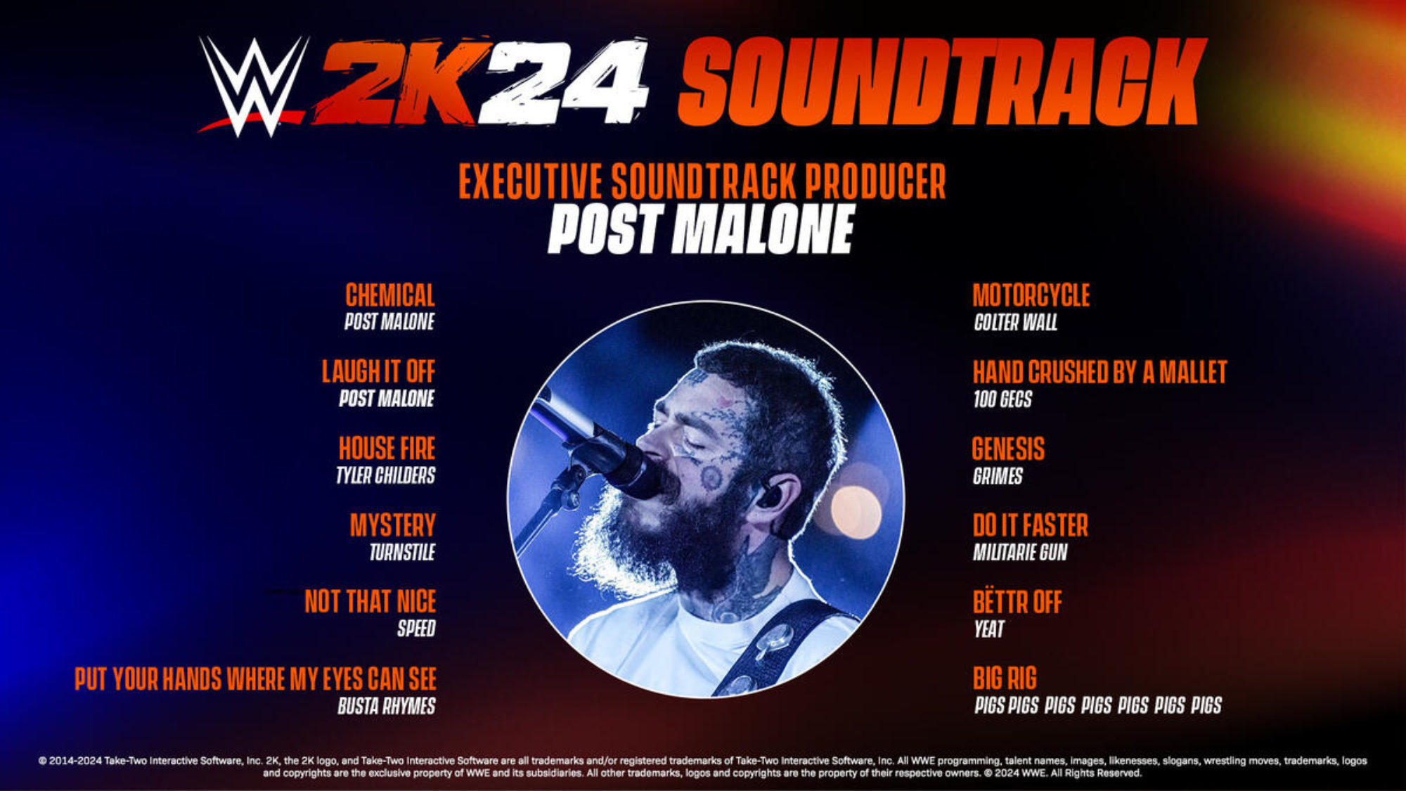 Post Malone to Rock WWE 2K24 as Soundtrack Curator and DLC Fighter #PostMalone