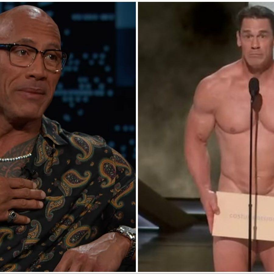 The Rock Reacts to Nearly Naked John Cena; Kimmel on Envelope Size