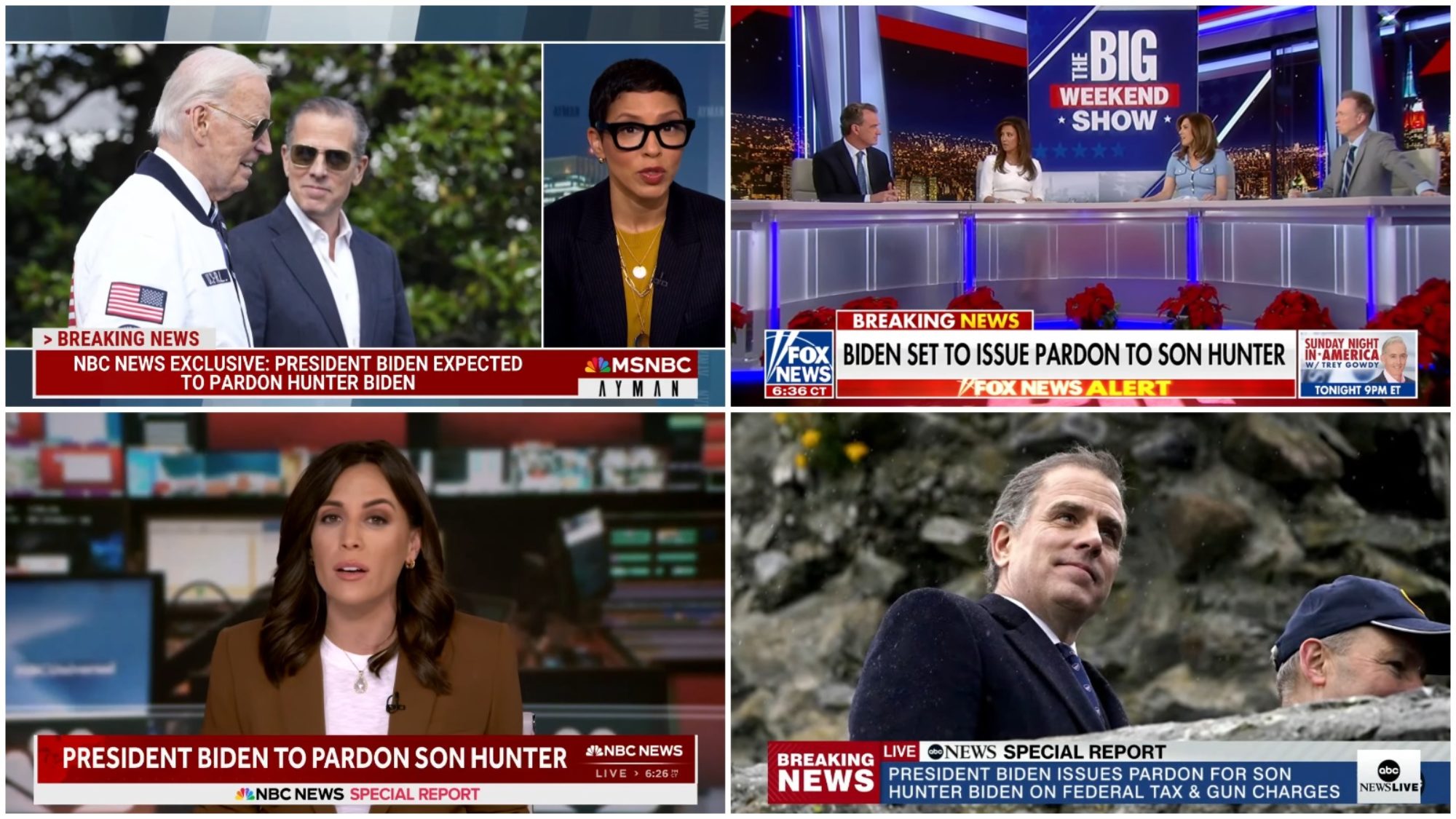 MSNBC, FOX, ABC, NBC Go Live with Hunter Biden Pardon News