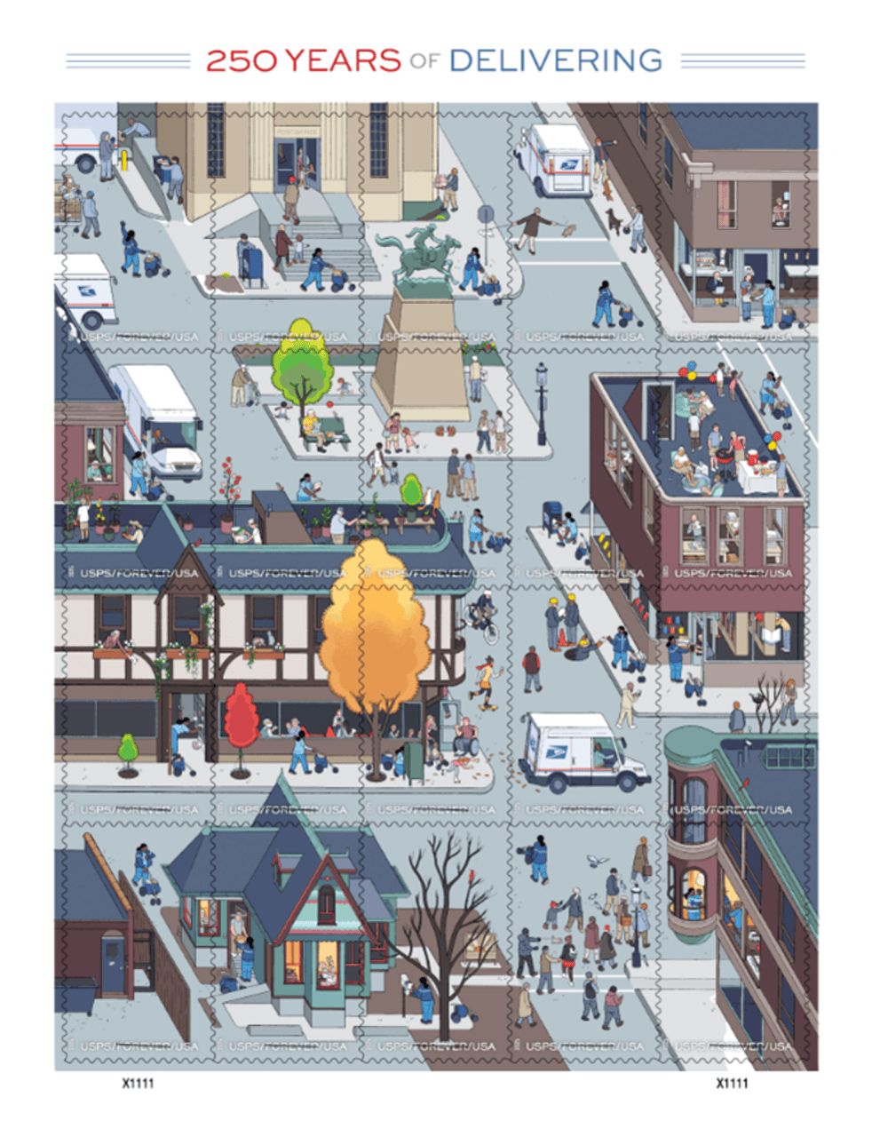 Chris Ware Draws Stamps for U.S. Postal Service’s 250th Anniversary