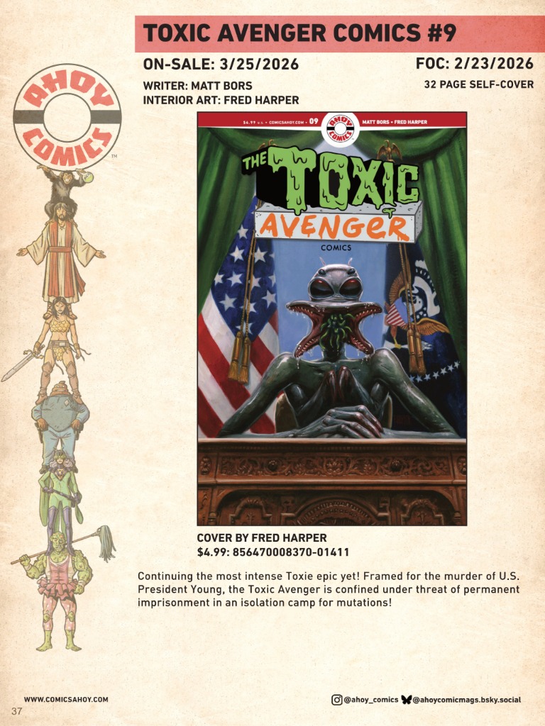 Ahoy March 2026 Full Solicits, With Toxic Avenger And A Dead President