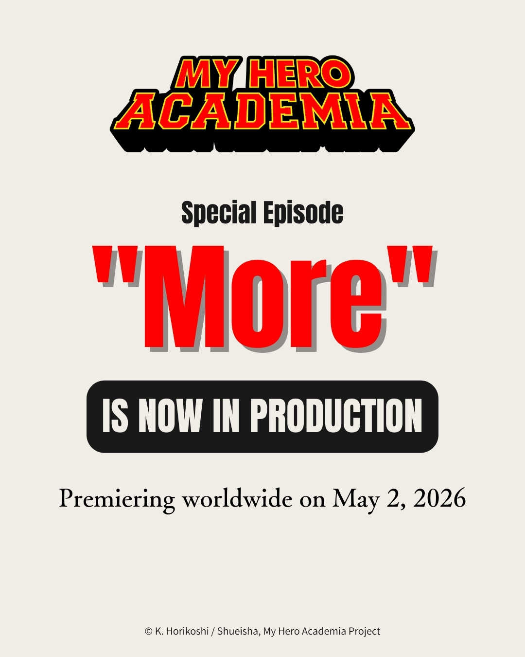 My Hero Academia Special Epilogue Episode "More" Now In Production