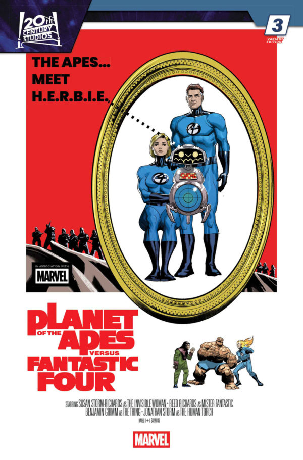 Cover image for PLANET OF THE APES VS. FANTASTIC FOUR #3 PETE WOODS MOVIE HOMAGE VARIANT