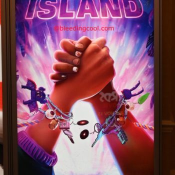 A promotional poster for the animated film "Forgotten Island," featuring vibrant colors and images of hands clasped together adorned with colorful accessories. The text on the poster highlights the film's release date and invites viewers to 'Go Together' in theaters on September 25.
