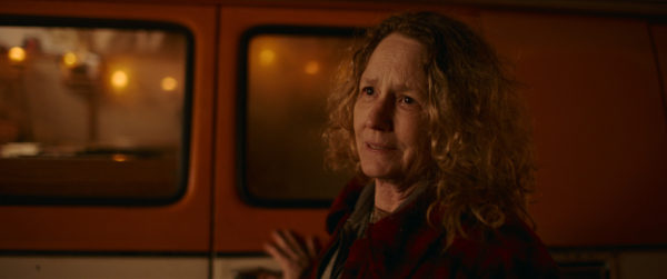 Melissa Leo portrays the character Diana in a dramatic scene from the film 'Passenger,' set against a warm, softly lit background.
