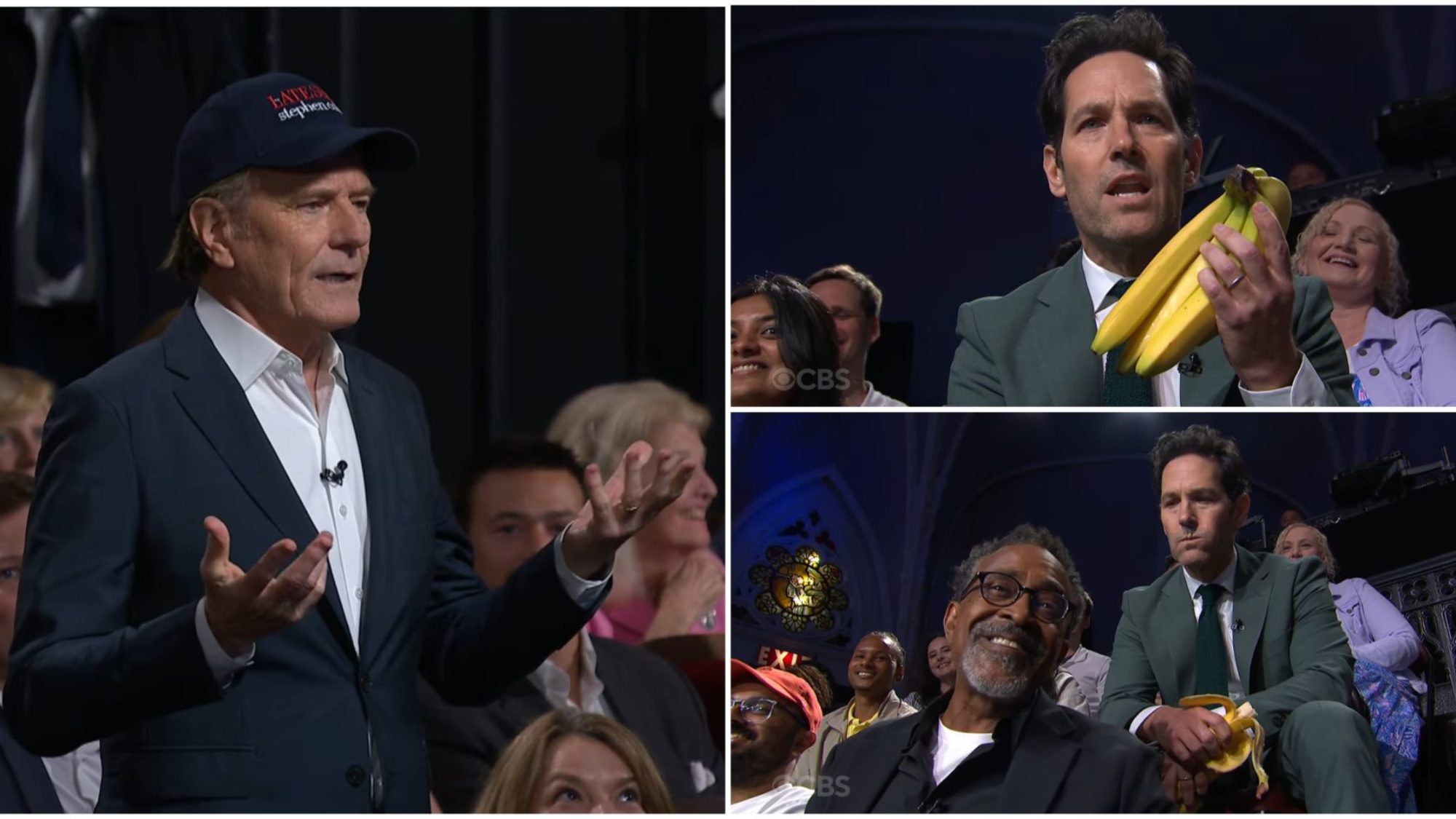 The Late Show: Cranston, Rudd & Meadows Crash Colbert Monologue
